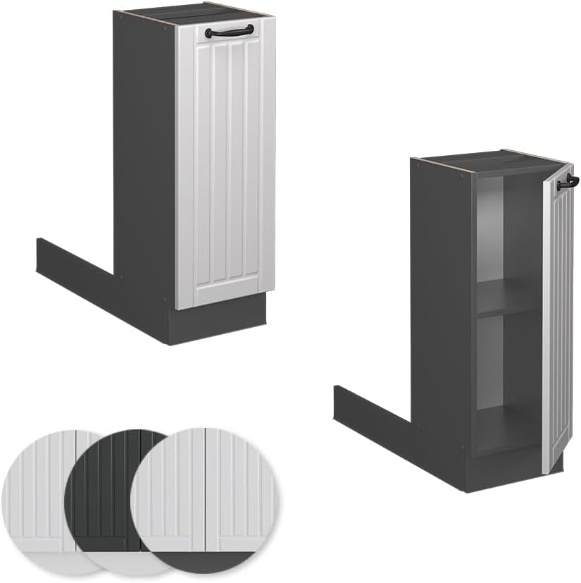 Vicco Kücheninsel Fame-Line, Weiss Landhaus/Anthrazit, 30 cm ohne Arbeitsplatte Weiss Landhaus Regal