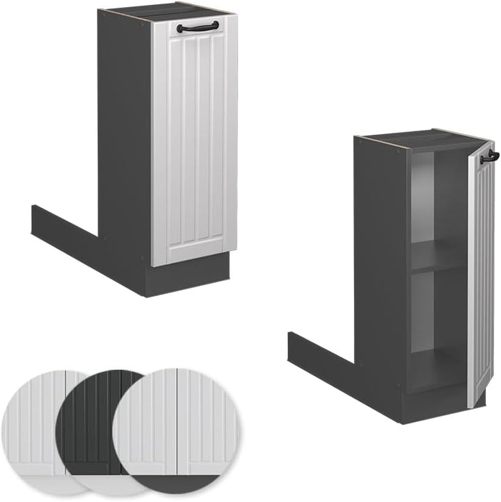 Vicco Kücheninsel Fame-Line, Weiss Landhaus/Anthrazit, 30 cm ohne Arbeitsplatte Weiss Landhaus Regal
