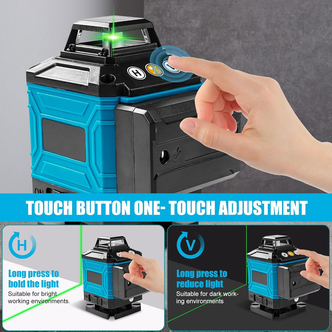Kreuzlinienlaser mit Stativ 1,2M, 360° x 4 Laser Wasserwaage Rotation, Grünen Laserlinien, Kreuzlase