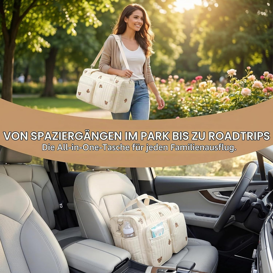 Baby Wickeltasche Grosse Kliniktasche 48x26x22cm Reisewindeltasche Tragetasche Baumwolle Henkeltasch