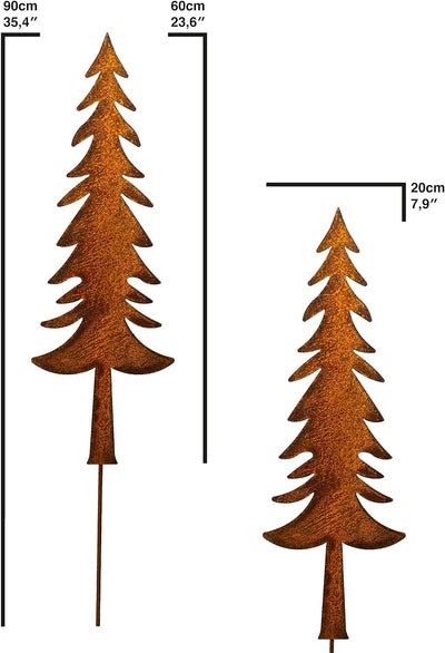 Blümelhuber Fichte Tanne Rost Gartendeko Edelrost Gartenstecker 90cm - Garten Deko Terrassen Deko Ba