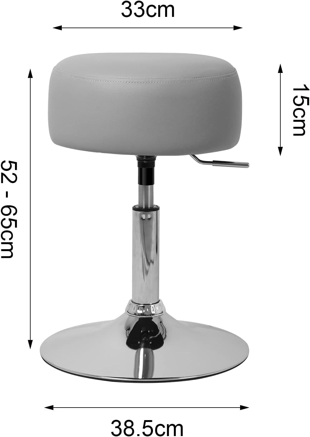 ML-Design Schminkhocker 2er Set Hellgrau aus Stahl verchromt, Sitzhocker rund Ø33cm, Schminktisch Ho