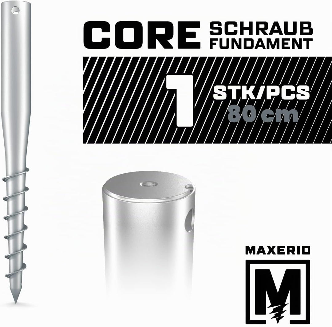 80 cm Core Schraubfundament; Ø 60 x 2; M12, 1er Set Core Schraubfundament