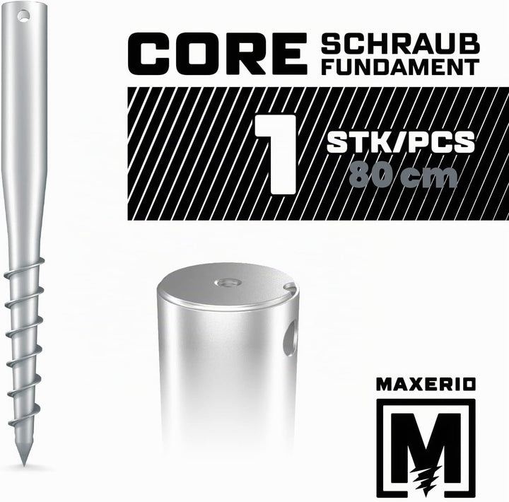 80 cm Core Schraubfundament; Ø 60 x 2; M12, 1er Set Core Schraubfundament