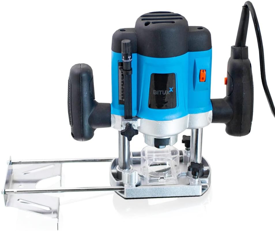 Bituxx 1200W Oberfräse Fräse Kantenfräse Holzfräse Parallelanschlag, Absaugadapter inklusive 12 tlg.