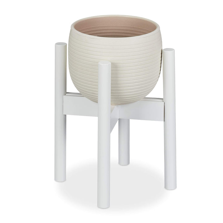 Relaxdays Blumenständer Bambus, individuell verstellbar, für Blumentöpfe bis 32 cm, Pflanzenständer,