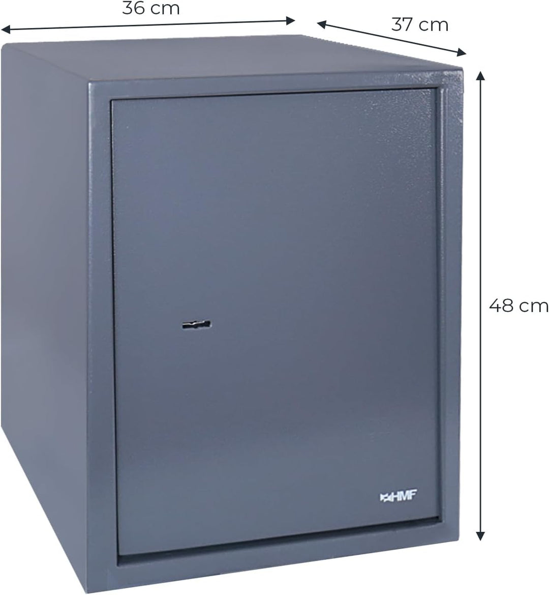 HMF 49208-11 Tresor Möbeltresor A4 Ordner, Doppelbartschloss, 48,0 x 36,0 x 37,0 cm, anthrazit 36 x