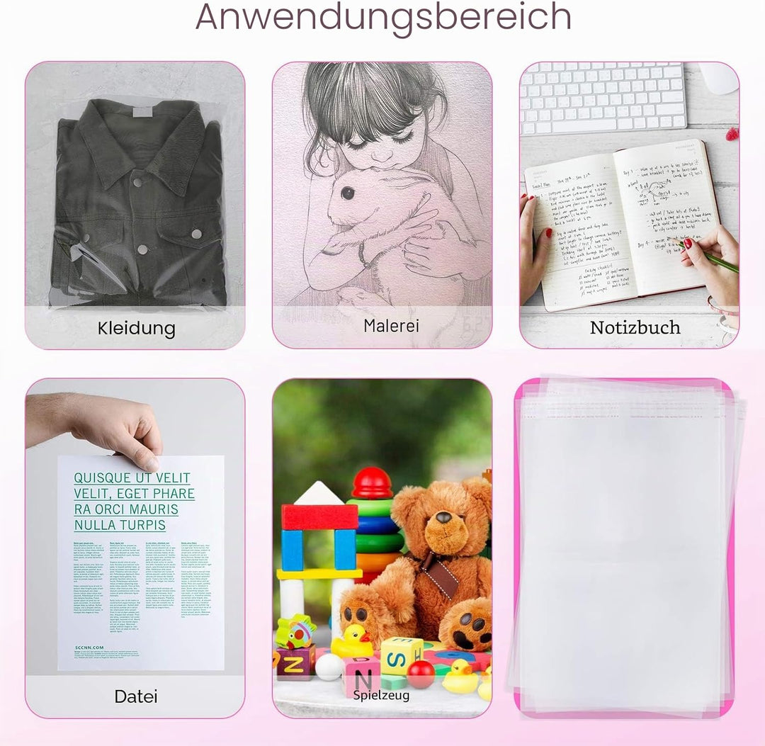 Alliebe 100 Stück 30 x 41cm durchsichtige OPP-Kunststoff-Briefumschläge selbstverschliessend für Cel