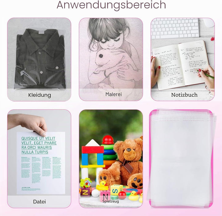 Alliebe 100 Stück 30 x 41cm durchsichtige OPP-Kunststoff-Briefumschläge selbstverschliessend für Cel
