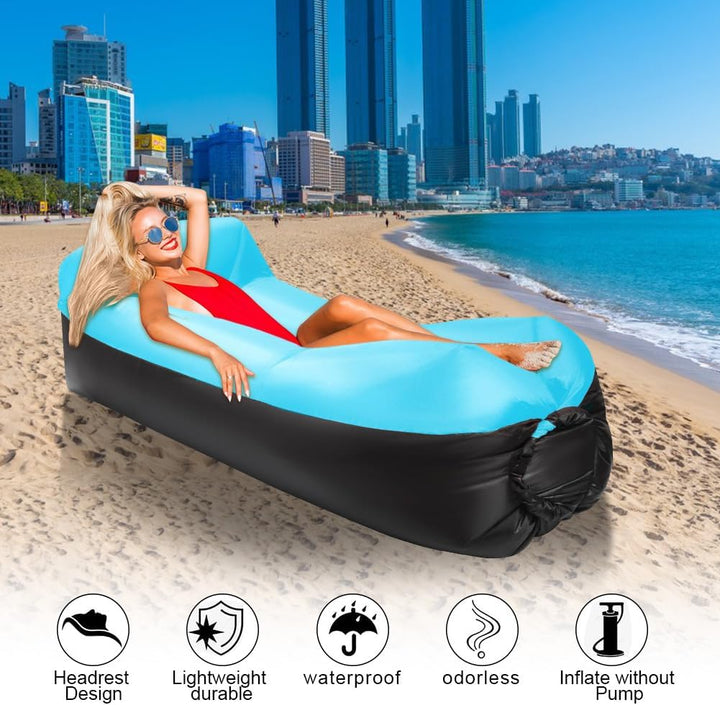 Gohytal Aufblasbares Sofa, 230×70cm Wasserdichtes Luftsofa Outdoor Tragbares Aufblasbar Luft Sofa Co