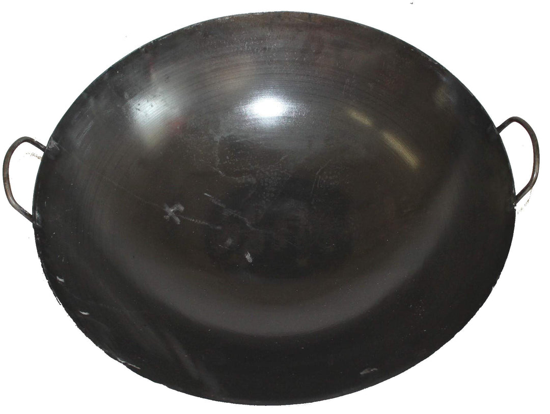 AAF Nommel ® Wok Ölwanne ca. 65 cm Durchmesser mit 2 Griffen/Henkeln mit rundem Boden für Gas, Gastr