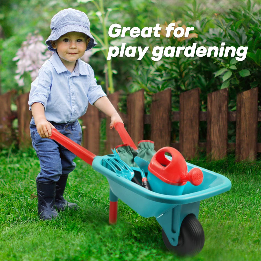 CUTE STONE Schubkarre für Kinder, Gartenwerkzeug-Set für Kinder, Gartenspielzeug mit Schubkarre, Han