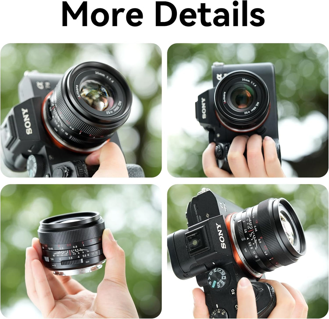7artisans 35 mm F1.4 Mark Ⅱ Vollbild manueller Fokus Prime Objektiv grosse Blende kompatibel mit spi