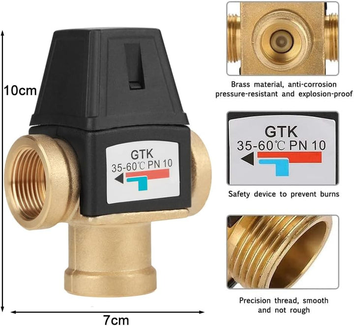 Boaby Dn20 Innengewinde Messingventil Dreiwege-Messing-Thermomischventil für Solarwarmwasserbereiter