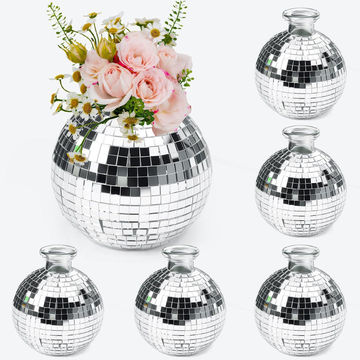 6 Stück Disco Ball Vase Deko Kugel Discokugel Blumentopf Vase Disco Kugel Pflanzentopf Discos Ball P