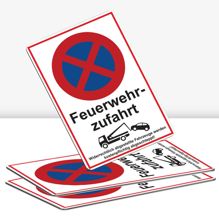 3 Stück XXL Feuerwehrzufahrt freihalten Schild 30 x 40 cm Alu 3mm Alu-Dibond stabile Aluminiumverbun