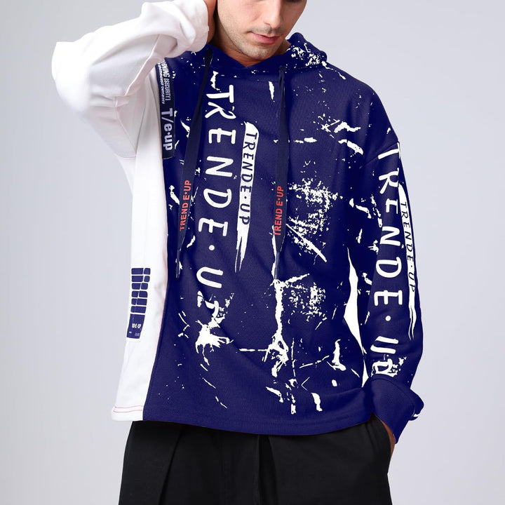 Hoodie Herren Techwear Kapuzenpullover Pullover Hip Hop Streetwear Patchwork Sweatshirt Unisex M Bla