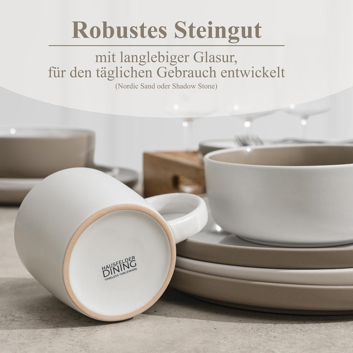 Hausfelder Dining Steingut Geschirr Set 4 Personen, Kaffeetassen Tassen 4-tlg, 4 Kaffeebecher Teetas