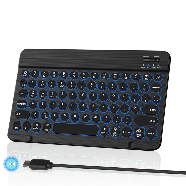 HUOBAO Kabellose Bluetooth-Tastatur, Multi-Geräte-Tastatur mit Hintergrundbeleuchtung für iPad, iPho