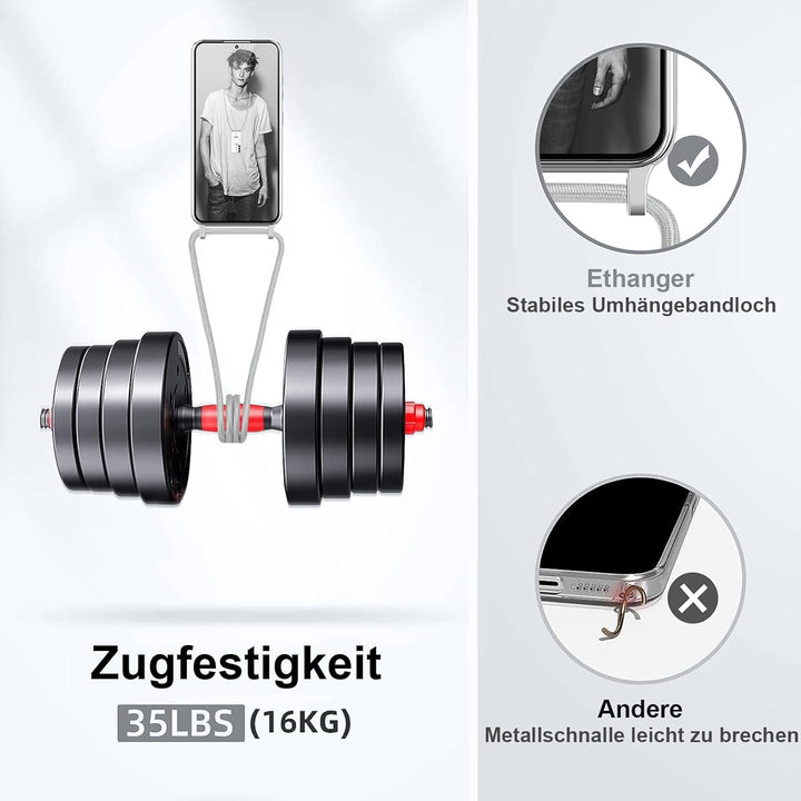 Handyband für Samsung Galaxy S25 Hülle mit Band + 1 Stück Glas Schutzfolie Transparent Silikon Handy