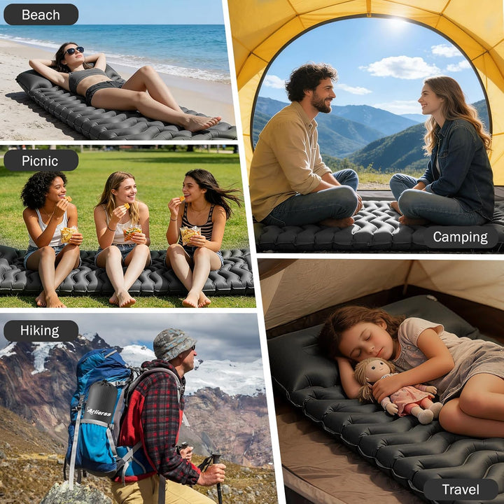 Isomatte, Ultraleichte Aufblasbare Luftmatratze, Camping Matratze mit Fusspresse Pumpe, Anti-Ripstop