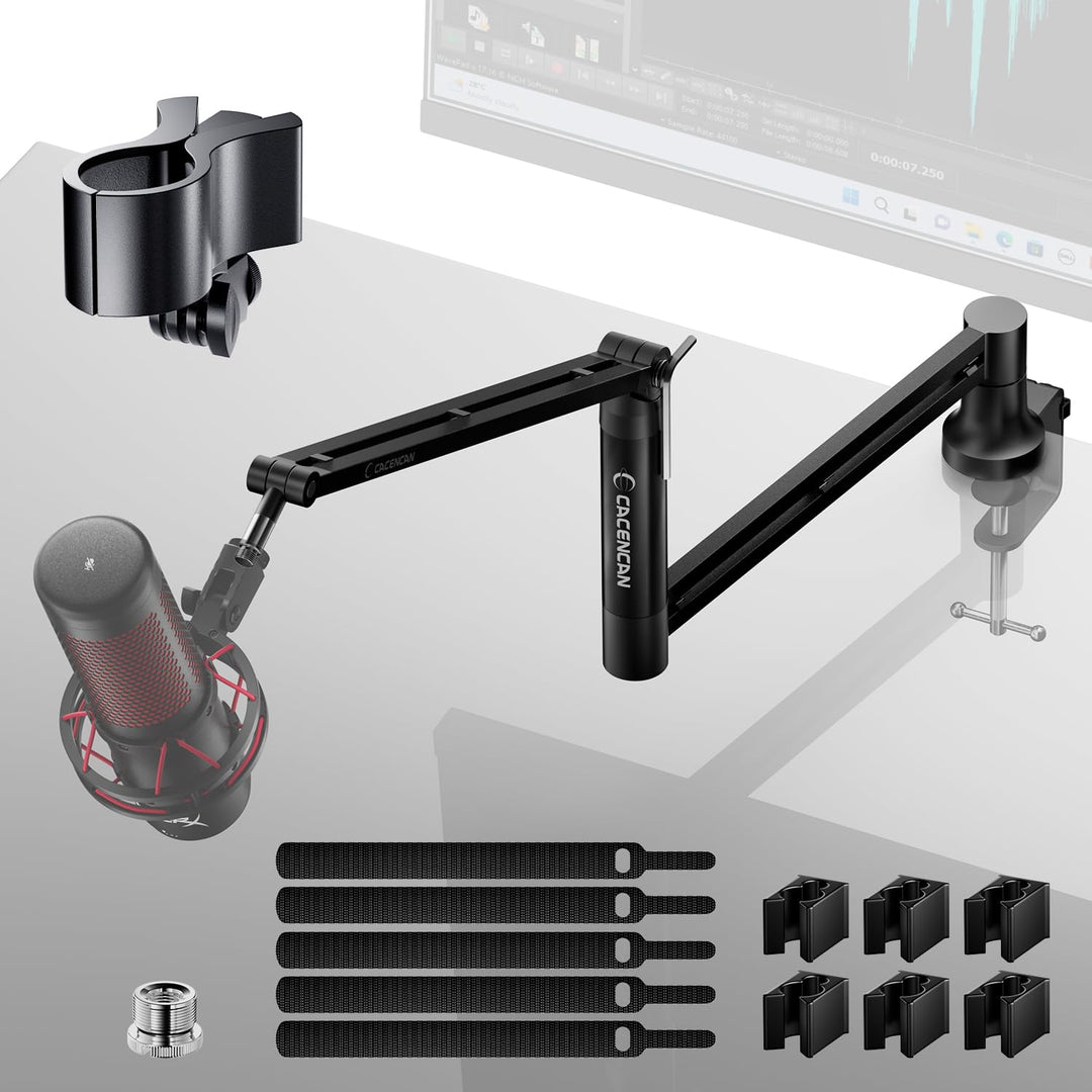 Boom Arm, 360° drehbarer Mikrofonständer mit Tischhalterung, faltbarer Tischmikrofonarm mit 3/8&