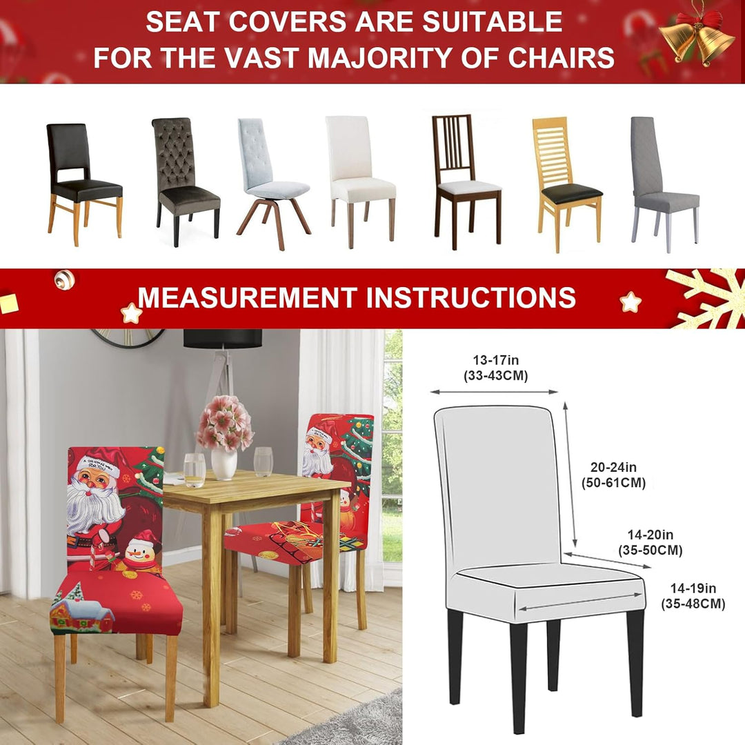 FIGOOO Stuhlhussen Weihnachten 4er Set Stretch Stuhlhussen für Esszimmerstühle Elastisch Moderne Uni