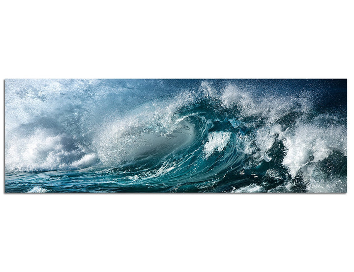 Paul Sinus Art Panoramabild auf Leinwand und Keilrahmen 120x40cm Ozean Meer Welle Wassertropfen