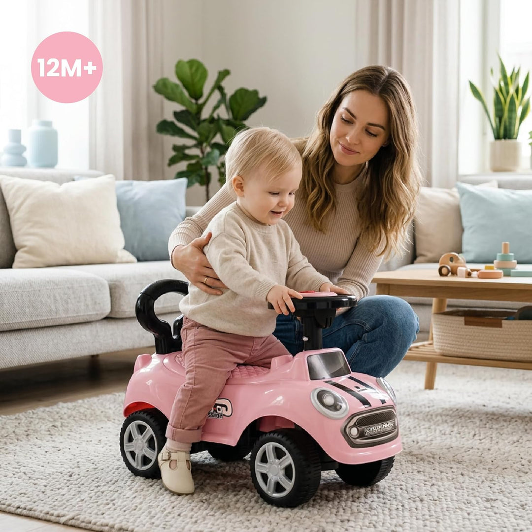 Rutschauto ab 1 Jahr, Lauflernwagen, Kinderauto Indoor, Rutschfahrzeug mit Klängen (Rosa), Rosa