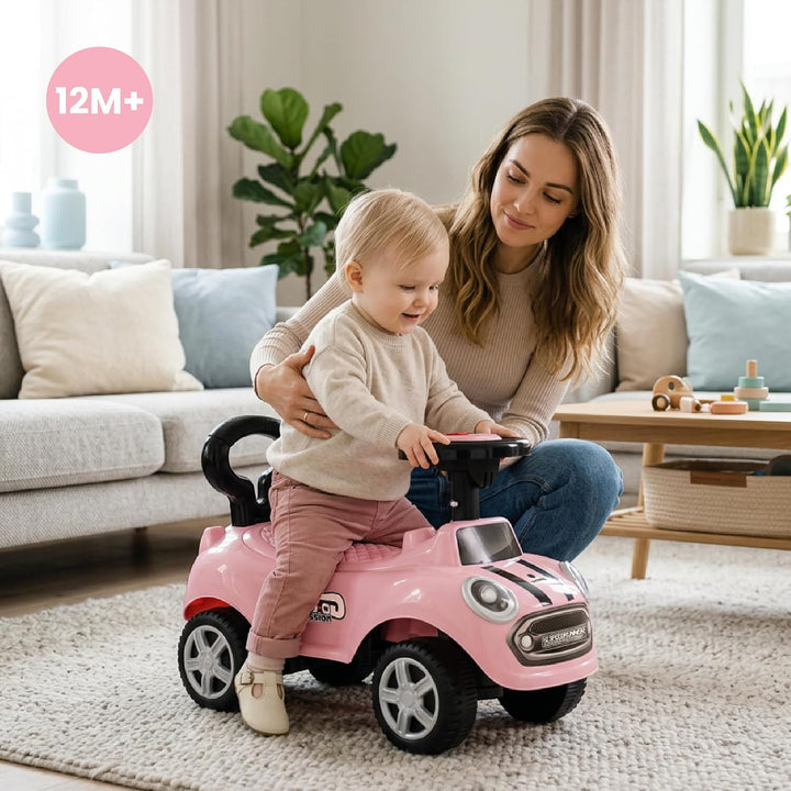 Rutschauto ab 1 Jahr, Lauflernwagen, Kinderauto Indoor, Rutschfahrzeug mit Klängen (Rosa), Rosa