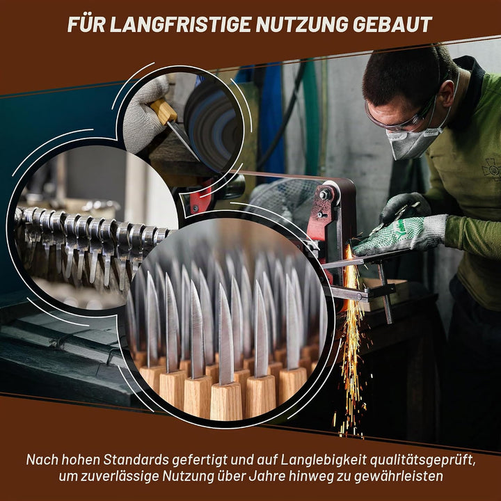 BeaverCraft S13L Holzschnitzerei Werkzeuge Set für Löffelschnitzen 3 Messer in Werkzeugsrolle Abzieh