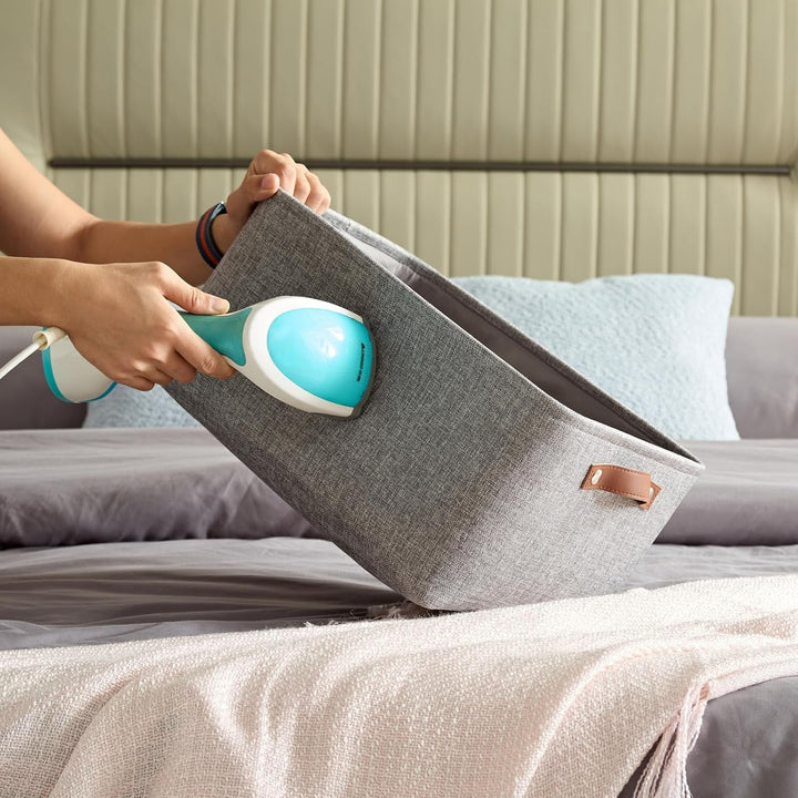 Mangata Faltbare Aufbewahrungskörbe mit Ledergriff,[4 Pack] Verdicktes Canvas-Stoff Aufbewahrungsbox