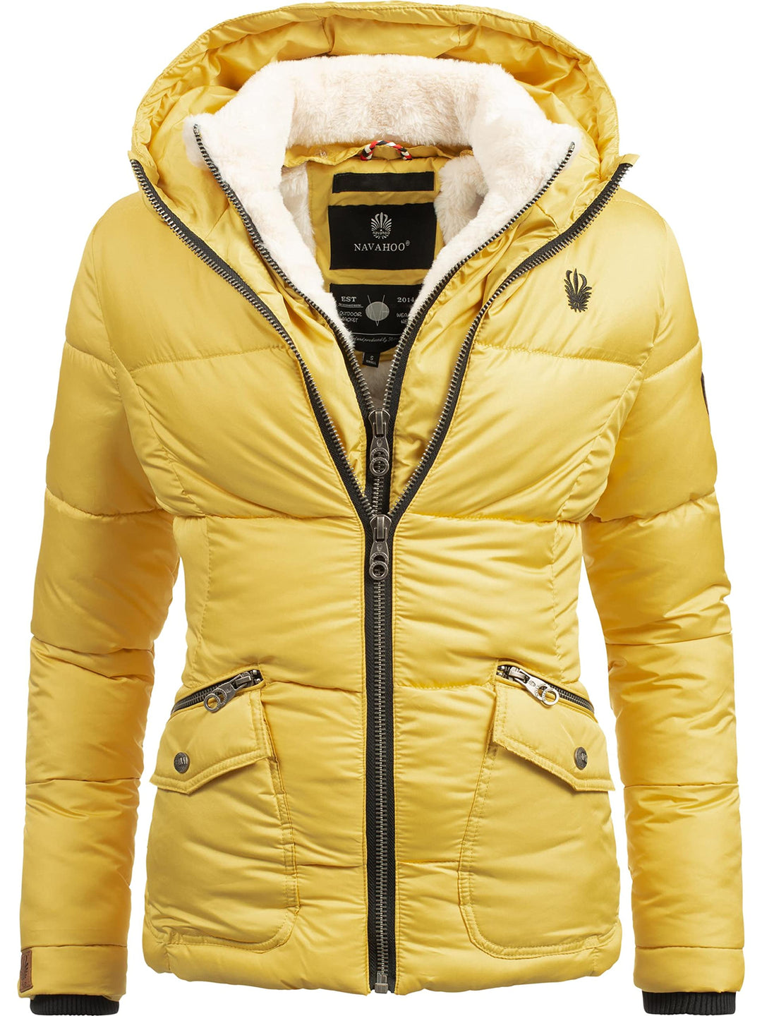 Navahoo Damen warme Winter Steppjacke Megan XS-XXL S Gelb, S Gelb