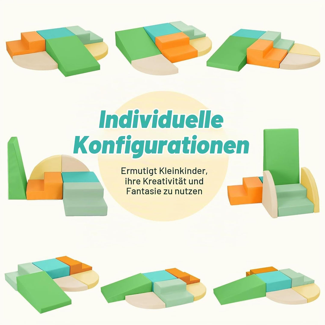 Wilwolfer Schaumstoff Bausteine Kinder Klettern Indoor: 6 Softbausteine Riesenbausteine Spielbaustei