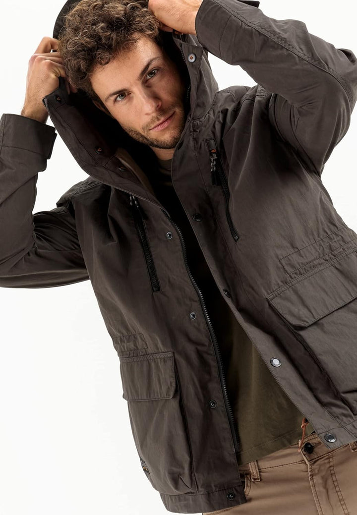 camel active Herren Multi-Pocket Jacke mit Kapuze 48 Oliv Braun, 48 Oliv Braun