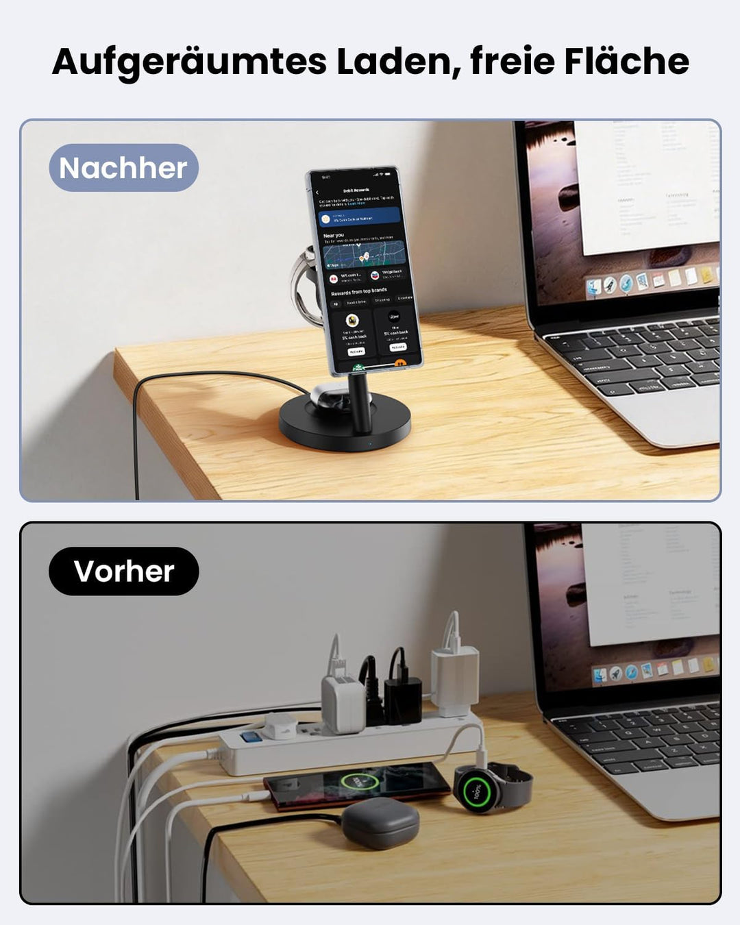 JoyGeek 25 W 3-in-1 Ladestation für iPhone 17/16/15 – Magnetisches Ladegerät für Apple Watch, Samsun