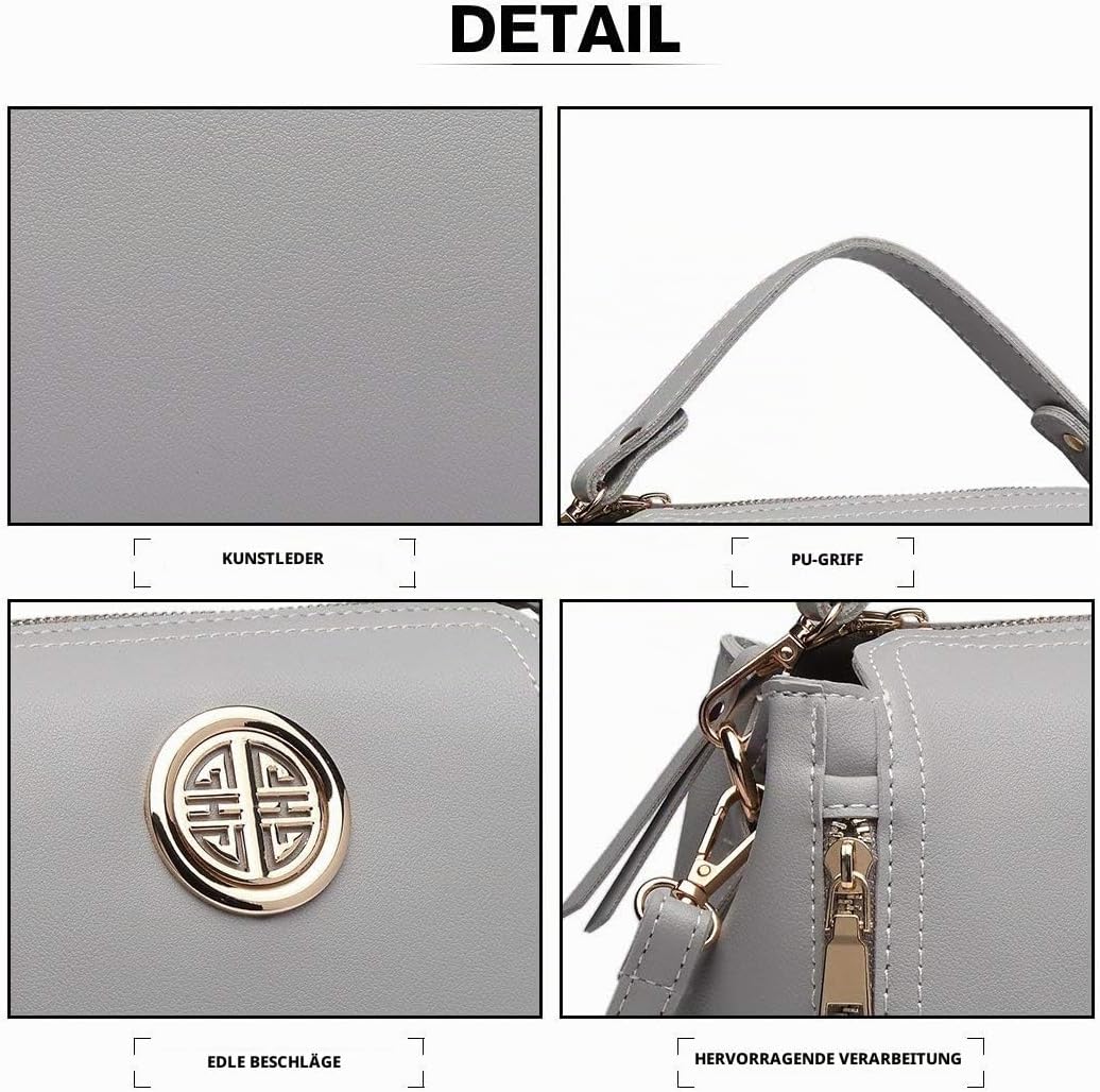 Miss Lulu Handtasche Damen Schultertasche Henkeltasche Pu Leder Elegant Umhängetasche Mittlere Top G