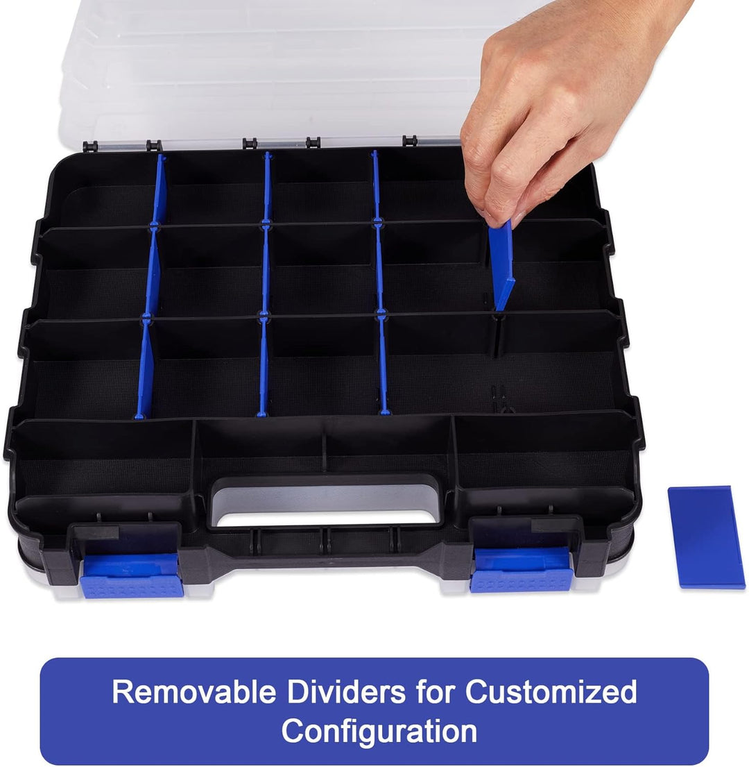 AIDY-PRO Schrauben Sortierbox 34 Fächer Kleinteile Organizer mit Fächern, Zweiseitig Schraubenbox Au
