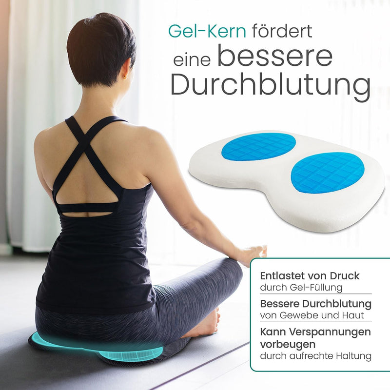 maxVitalis Orthopädisches Druckentlastungskissen, Sitzkissen mit Gel, Steissbeinkissen, ideal für Ro