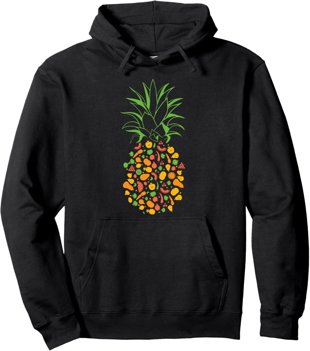 Veganes Design einer Ananas aus Obst und Gemüse Pullover Hoodie