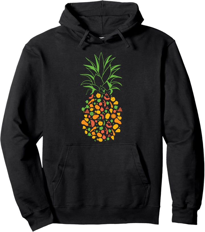 Veganes Design einer Ananas aus Obst und Gemüse Pullover Hoodie