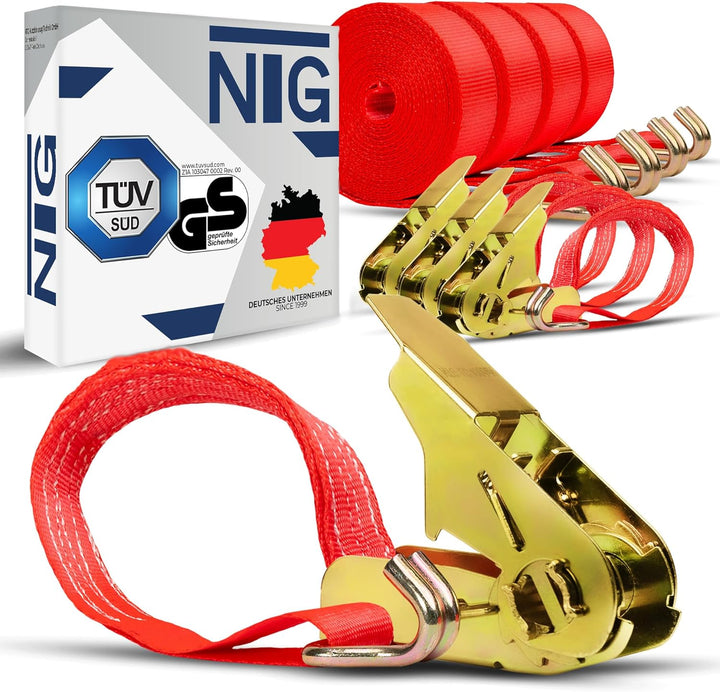 Spanngurte mit Ratsche (20 Stück) TÜV/GS geprüft | 800 kg 6m | zweiteilig mit Haken | Ratschengurt |