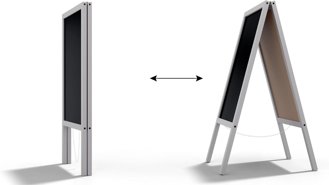 ALLboards Kundenstopper mit grauem Holzrahmen 118x61cm, Werbetafel, Gehwegaufsteller, Aufsteller, St