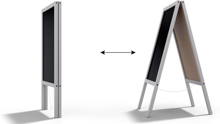 ALLboards Kundenstopper mit grauem Holzrahmen 118x61cm, Werbetafel, Gehwegaufsteller, Aufsteller, St