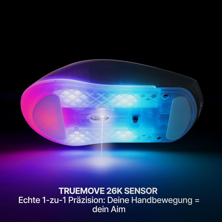SteelSeries Aerox 3 Wireless Gen 2 – Ultraleichte 68-g-Gaming-Maus, 4K-Polling, 26K-DPI-Optiksensor,