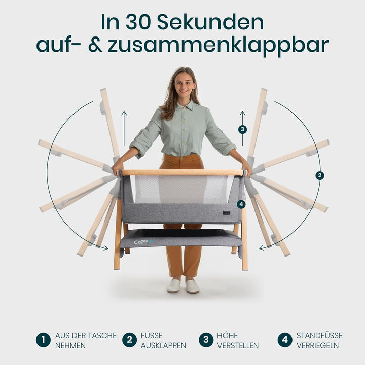 Tutti Bambini CoZee® Air Nachttisch-Wippe mit atmungsaktivem Fenster, Reisetasche und einfach zu Fal