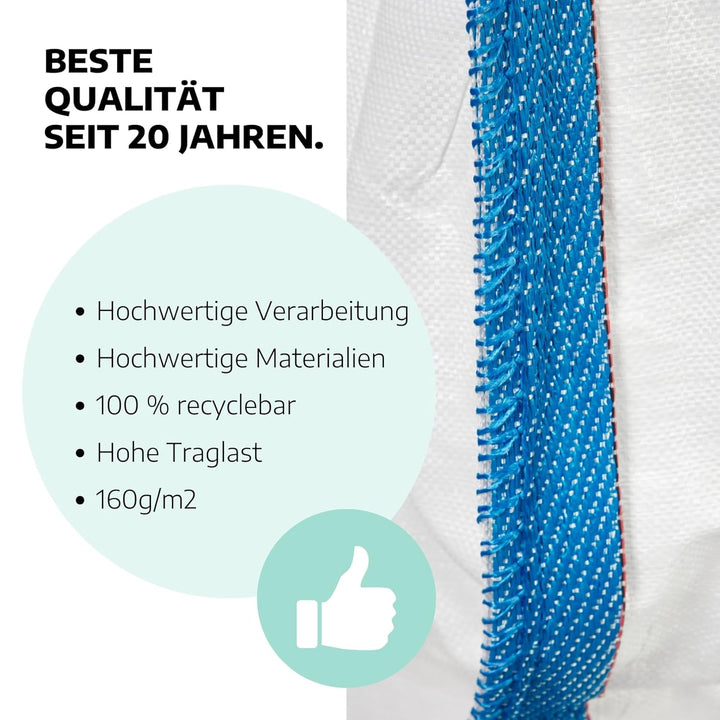 AWOTEX 1 Stück Big Bag beschichtet in 90 x 90 x 110 cm I Sack mit 4 Hebeschlaufen I mit 1000kg Tragl