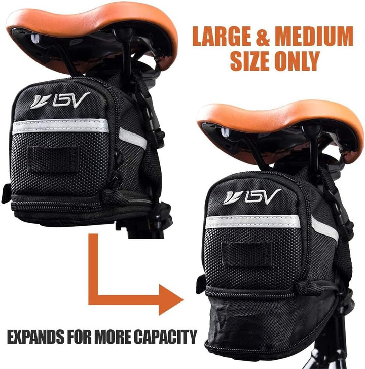 BV Fahrrad-Satteltasche, Unisex Fahrradtasche, Bicycle Strap-On Saddle/Seat Bag, L