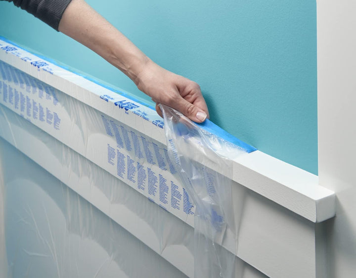 ScotchBlue Malerabdeckfolie Nachfüllrolle mit Klebeband – 1 Rolle, 2,72m x 17m (46,2m²) – Für sauber