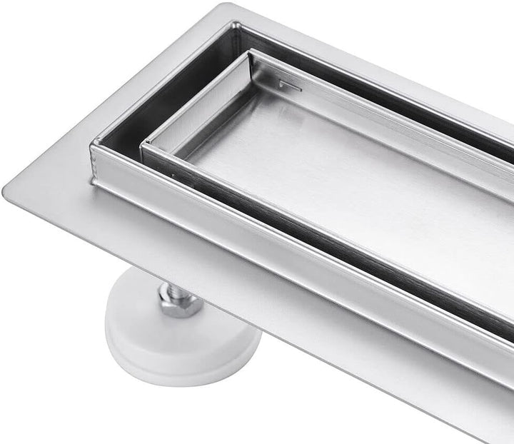 Duschrinne 60 cm Befliesbar 360 Grad Edelstahl komplettset Duschablauf Extra Flach Siphon mit Geruch